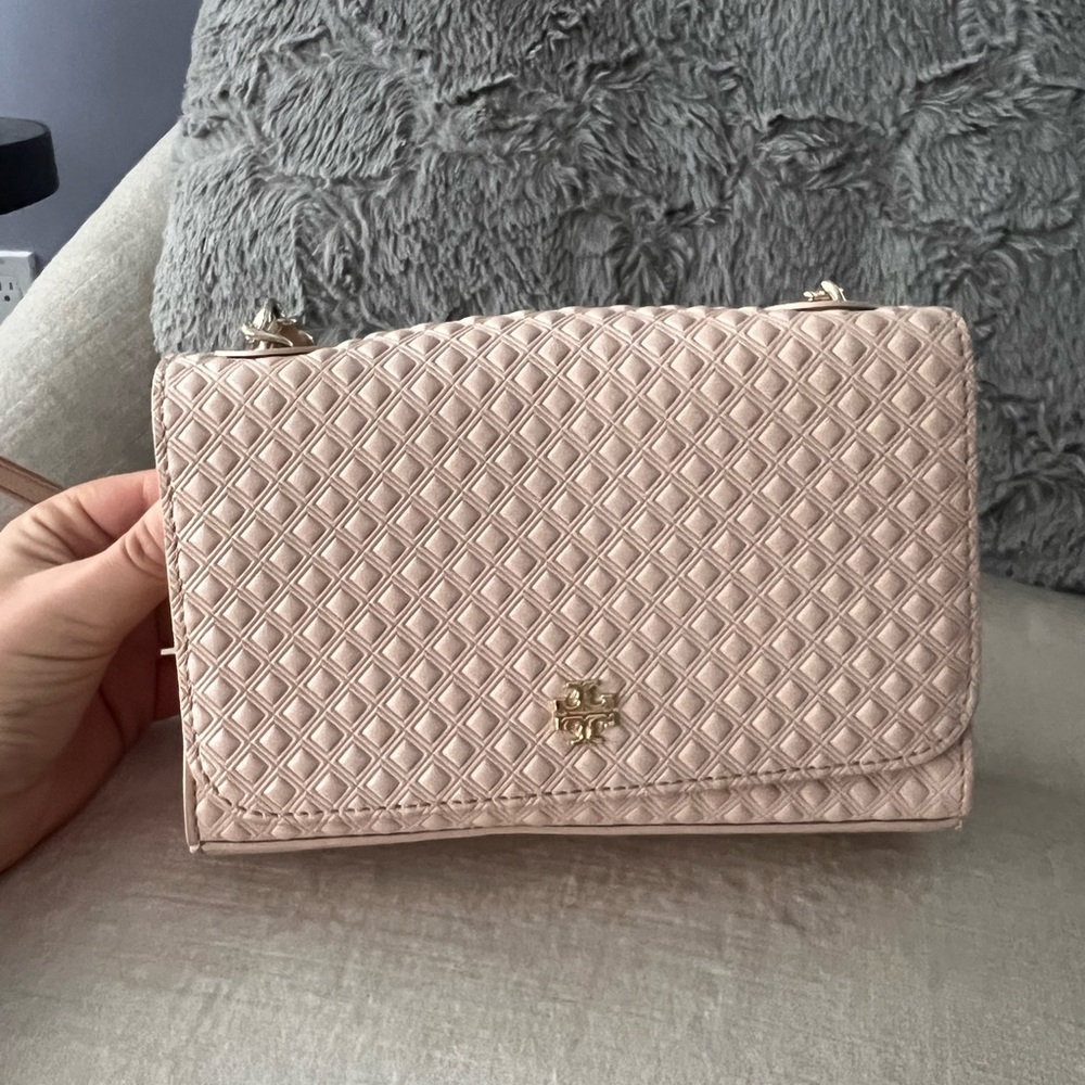 Tory Burch Marion Embossed Pink Crossbody